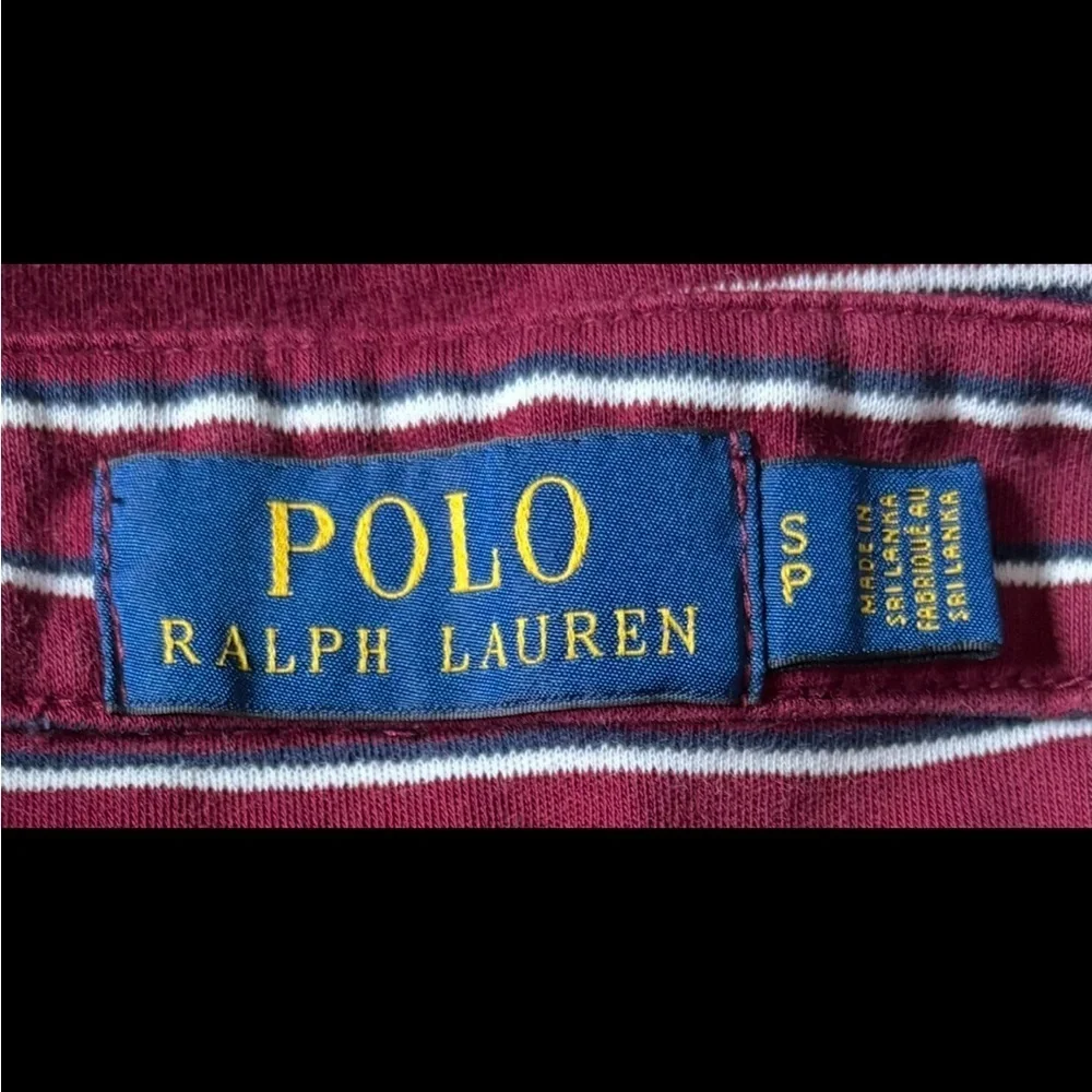 Ralph Lauren Maroon and White Striped Polo with Iconic Embroidered Logo